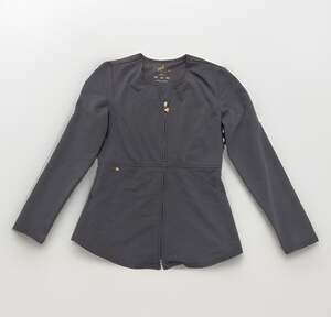 Careisma by Sofia Vergara Zip-Front Scrub Warm-Up Jacket in Dark Gray